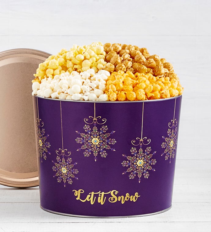 Let it Snow 2 Gallon 4 Flavor Popcorn Tin